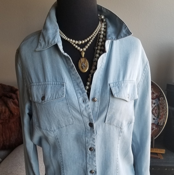 Bamboo Fiber Denim Button down Shirt - Picture 2 of 8